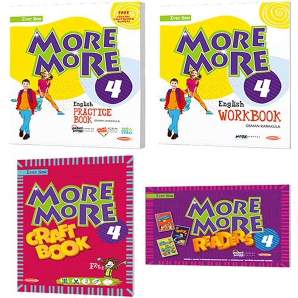 KURMAY MORE&MORE 4.SINIF PRACTICE BOOK+WORKBOOK+HİKAYE SETİ+CRAFT BOOK (4 LÜ SET)