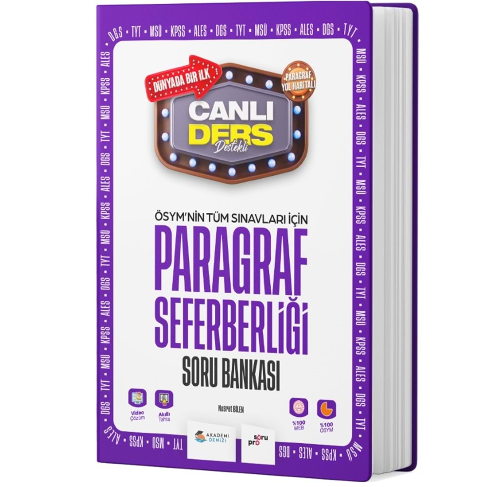 AKADEMİ DENİZİ ÖSYM NİN TÜM SINAVLAR İÇİN PARAGRAF SEFERBELİĞİ SORU BANKASI-2025