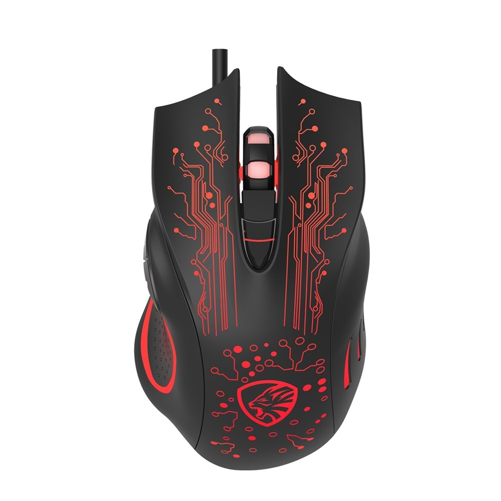 HYTECH HY-X8 3200DPI RGB 6 BUTTON EAGLE SİYAH GAMİNG OYUNCU MOUSE (1.5 MT KABLO UZUNLUĞU)