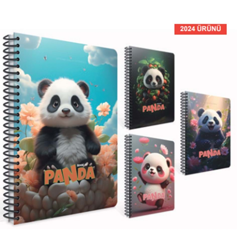 GIPTA PANDA SPİRALLİ KARTON KAPAK A4 80 YAPRAK ÇİZGİLİ DEFTER-7086