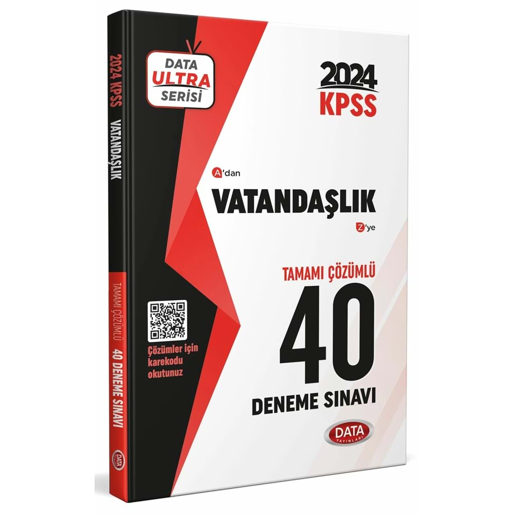 DATA KPSS 2024 VATANDAŞLIK TAMAMI ÇÖZÜMLÜ 40 DENEME SINAVI