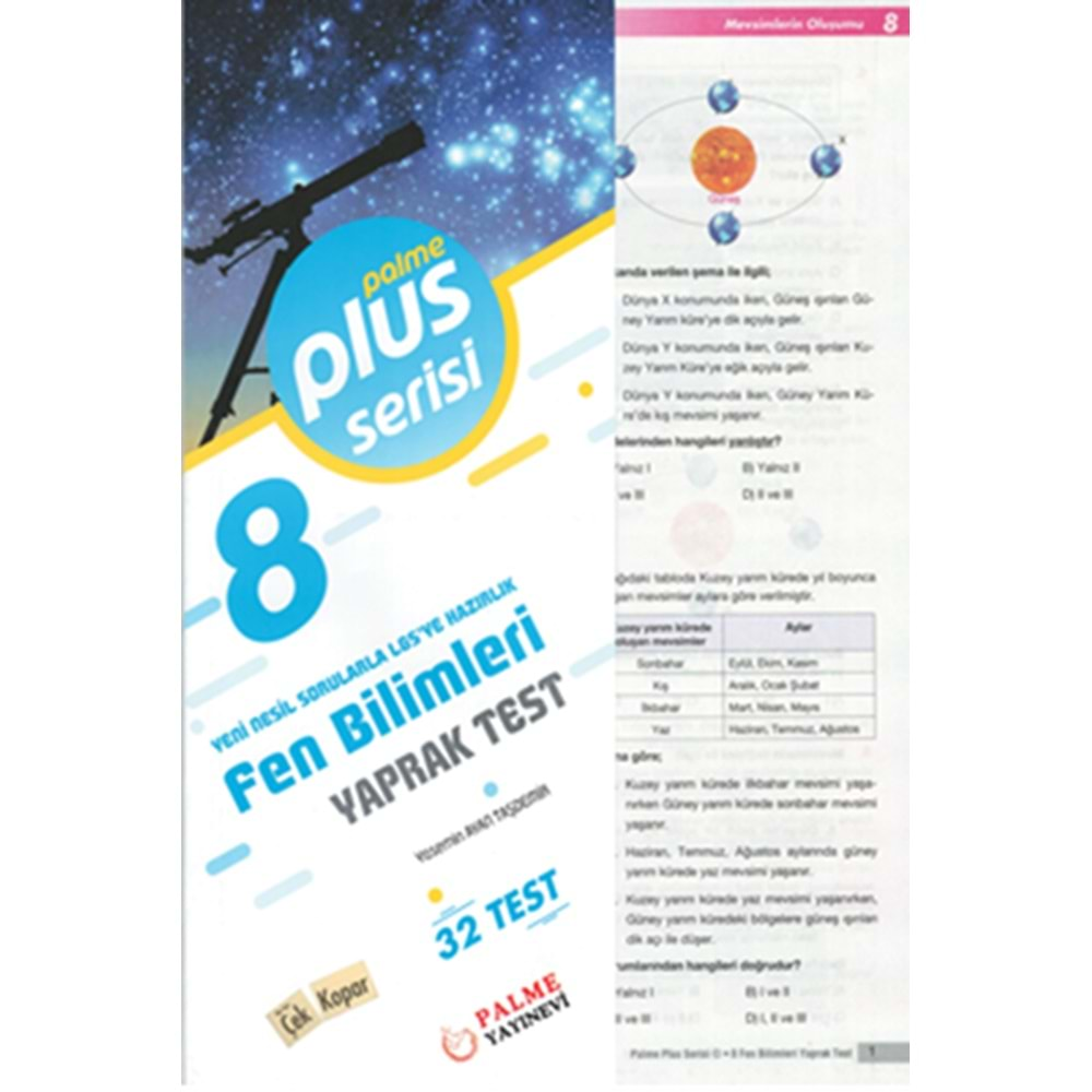 PALME 8.SINIF PLUS FEN BİLİMLERİ FEN BİLİMLERİ YAPRAK TEST (32 TEST)