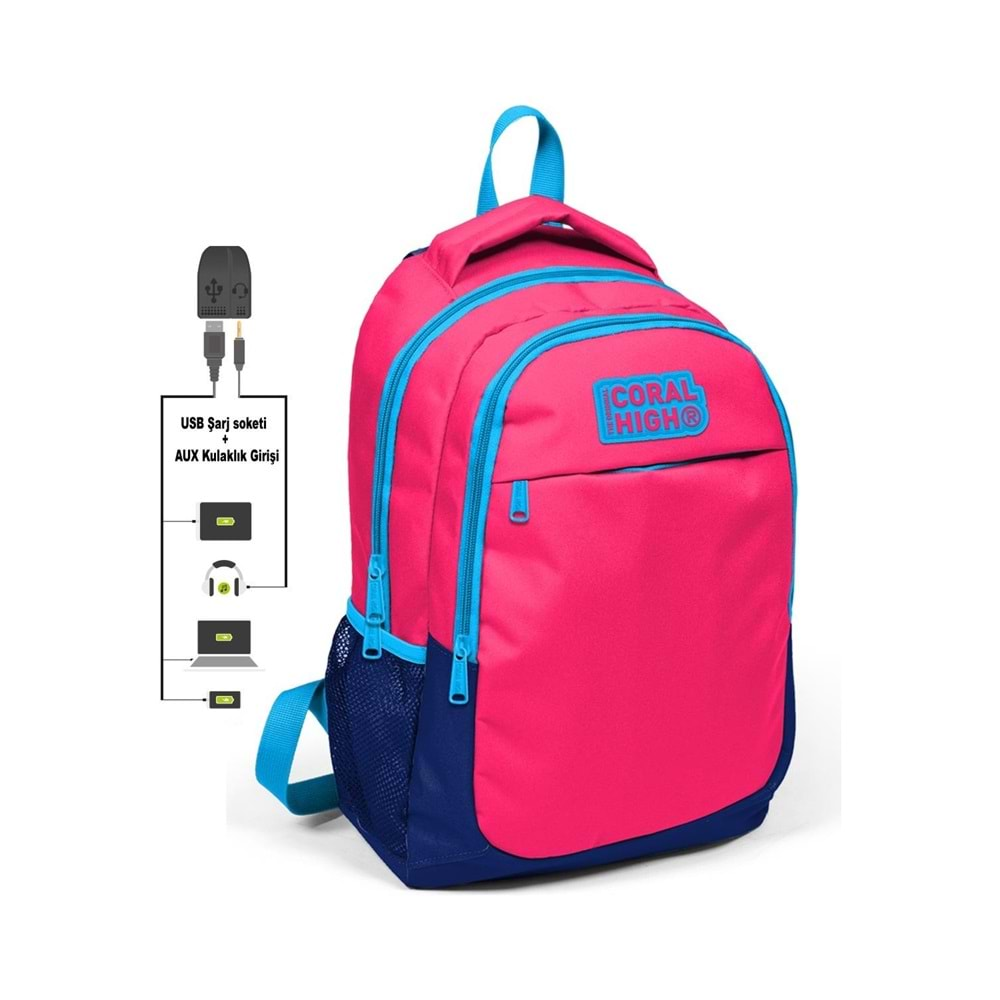 YAYGAN CORAL HIGH SIRT ÇANTASI(USB+AUX+SOKETLİ)-24306