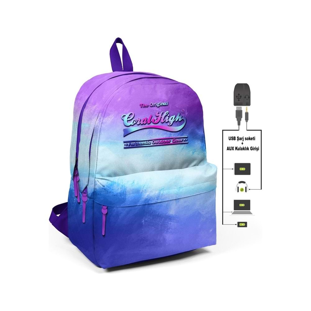 YAYGAN CORAL HIGH SIRT ÇANTASI(USB+AUX+SOKETLİ)-23424