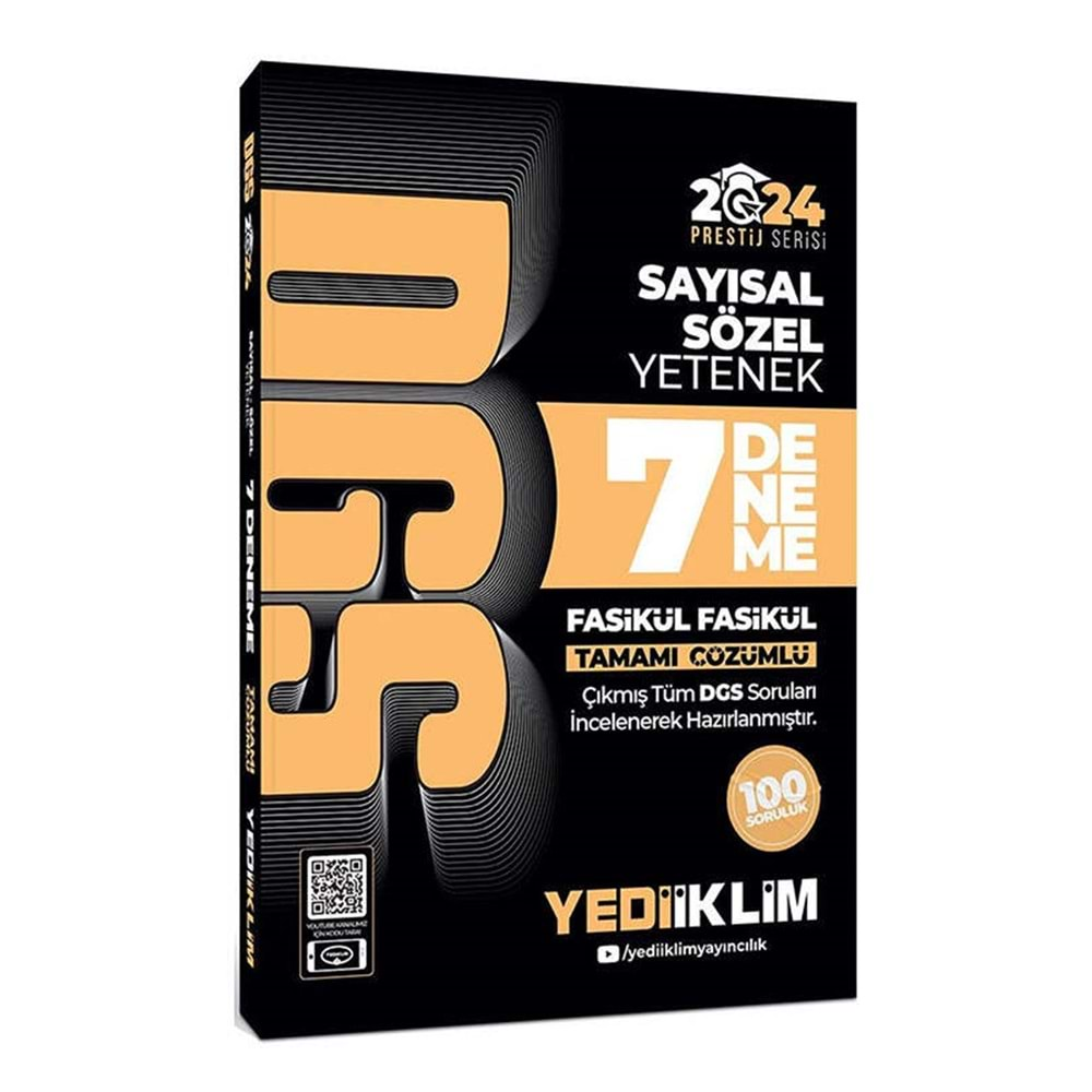 YEDİİKLİM DGS 2024 PRESSTİJ SERİSİ TAMAMI ÇÖZÜMLÜ 7 FASİKÜL DENEME