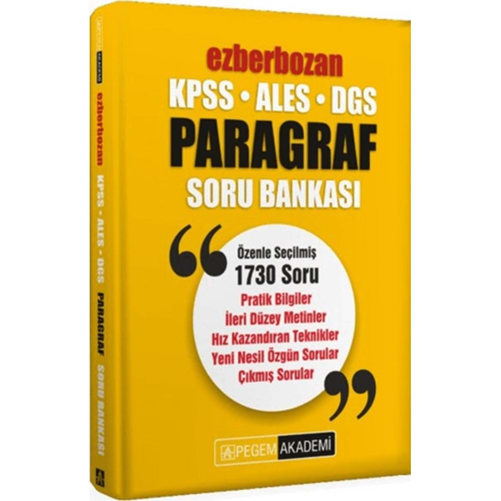 PEGEM KPSS- ALES-DGS EZBERBOZAN PARAGRAF SORU BANKASI-2025