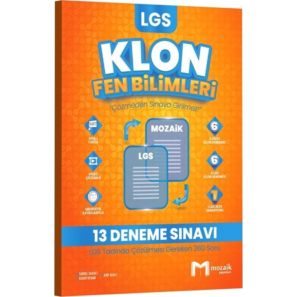 MOZAİK 8.SINIF LGS FEN BİLİMLERİ KLON 13 DENEME SINAVI-2025