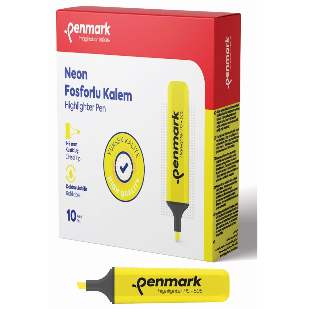 PENMARK NEON FOSFORLU KALEM SARI-HS 505 01