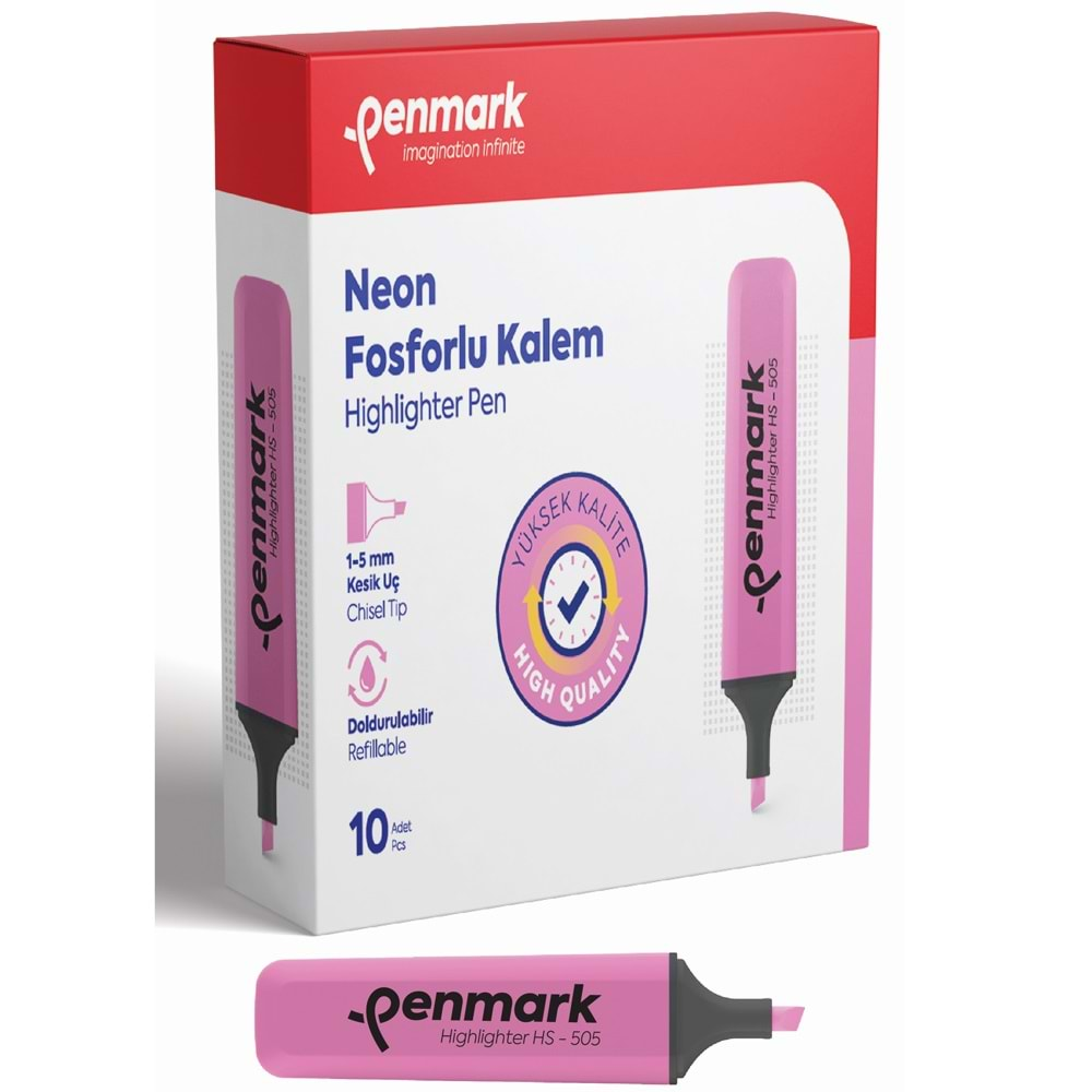 PENMARK NEON FOSFORLU KALEM PEMBE-HS 505 04