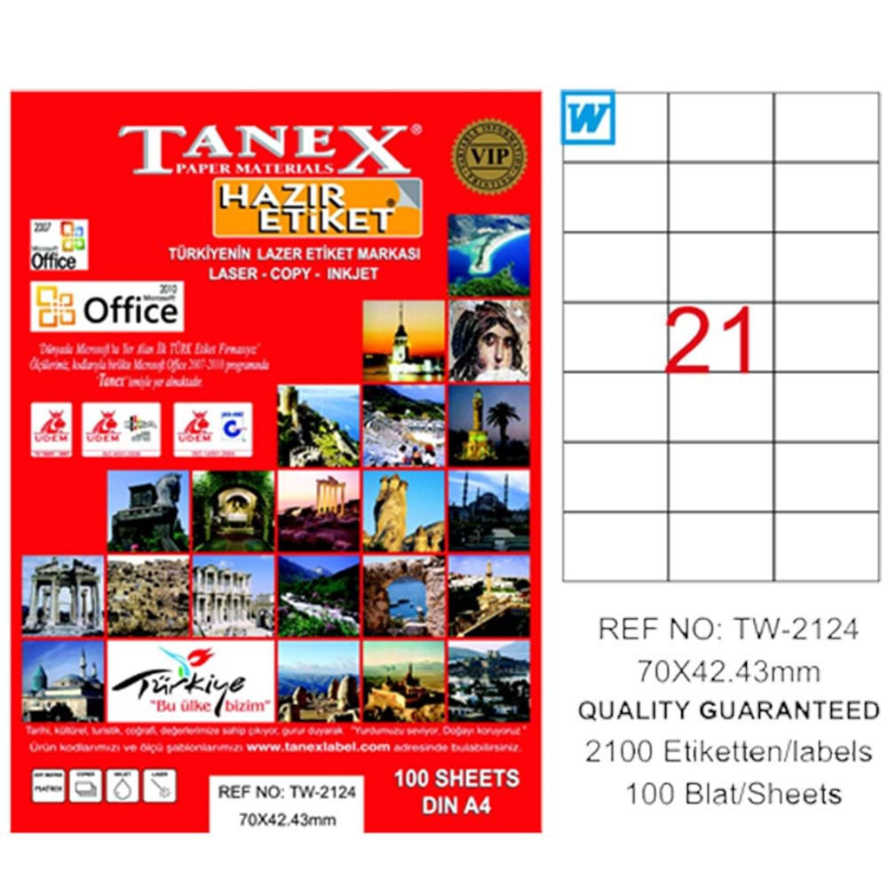 TANEX A4 70*42,43 BİLGİSAYAR ETİKETİ TW-2124