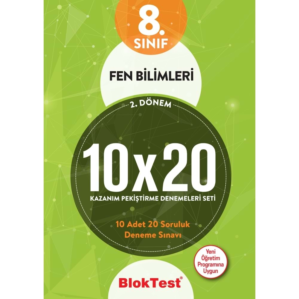 BLOKTEST 8.SINIF FEN BİLİMLERİ 2. DÖNEM 10*20 DENEME SETİ