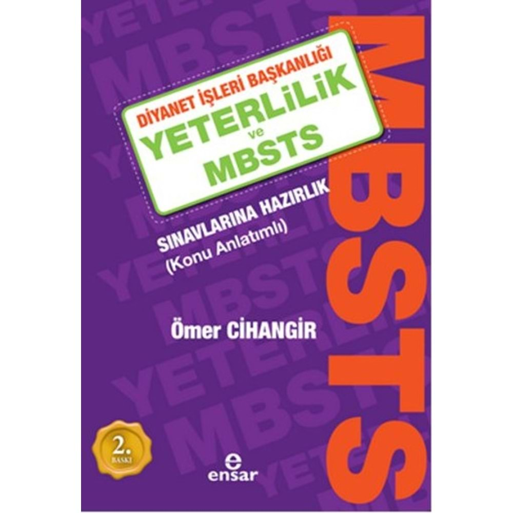 ENSAR DİYANET İŞLERİ BAŞKANLIĞI YETERLİLİK VE MBSTS SINAVLARINA HAZIRLIK KİTABI