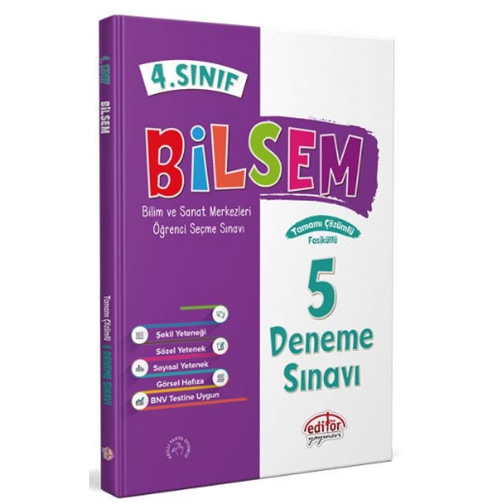 EDİTÖR 4.SINIF BİLSEM TAMAMI ÇÖZÜMLÜ 5 DENEME