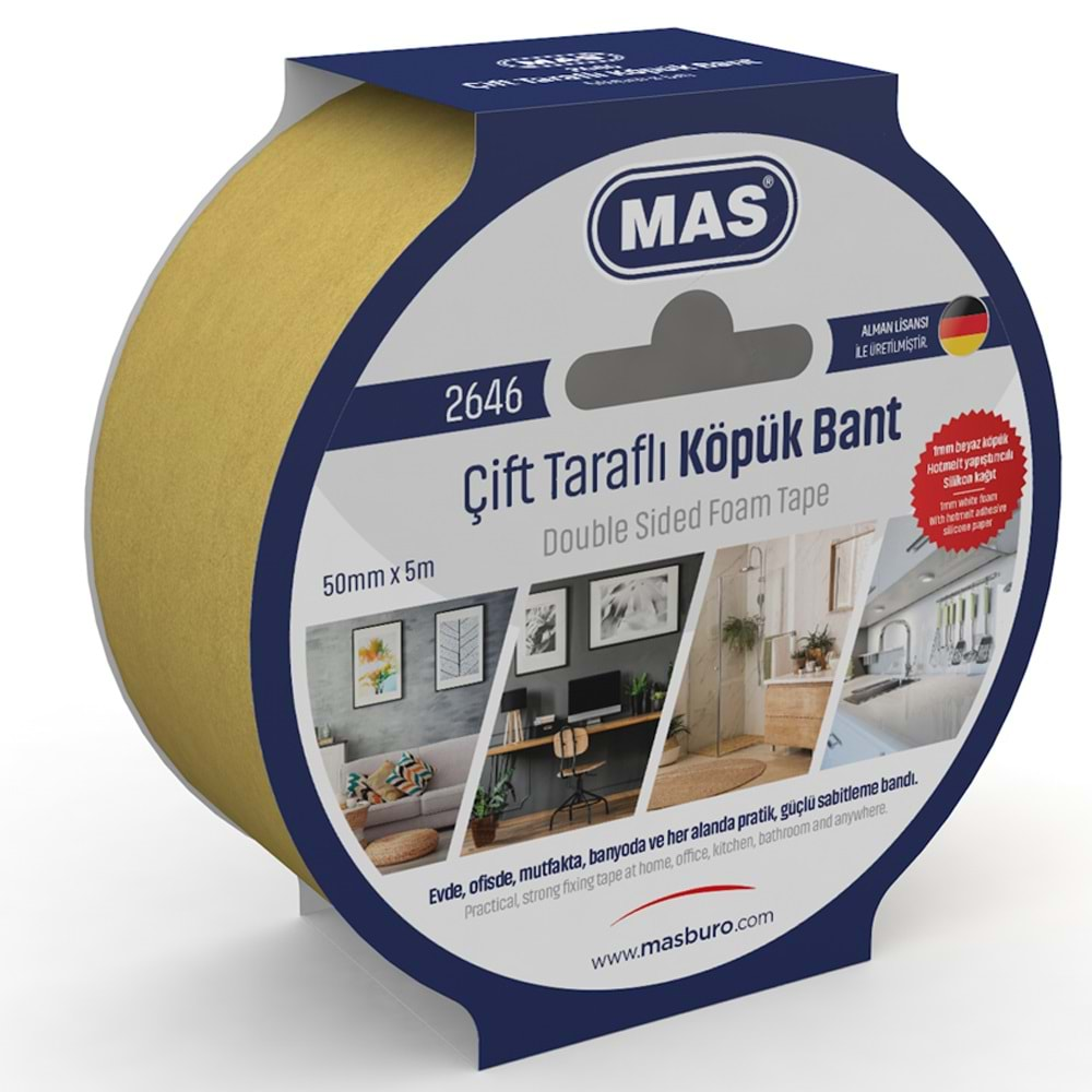 MAS ÇİFT TARAFLI KÖPÜK BANT 50MM*5M-2646