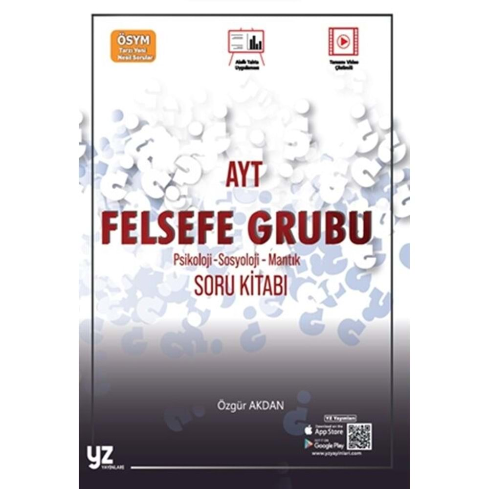 YZ YAYINLARI AYT FELSEFE GRUBU SORU KİTABI