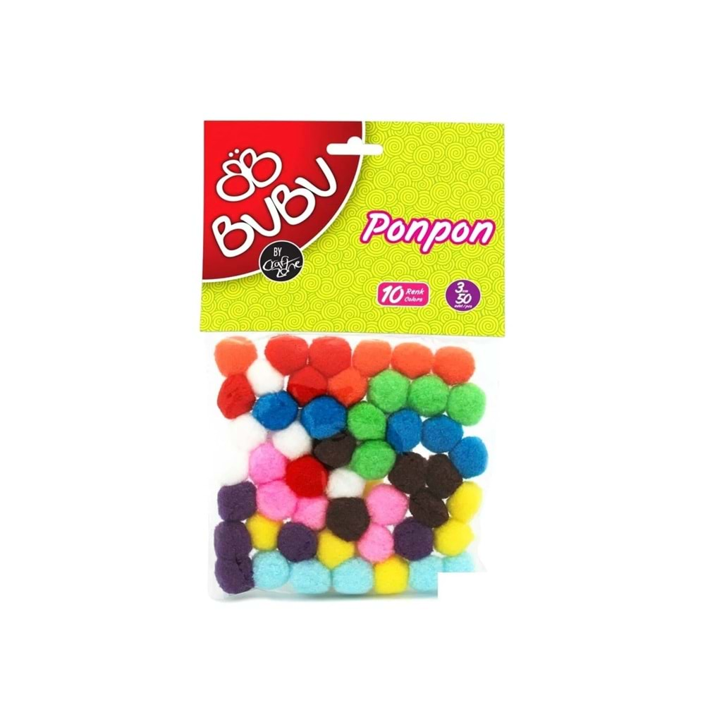 BUBU PONPON 3 CM 25 Lİ KARMA-BUBU-PON003