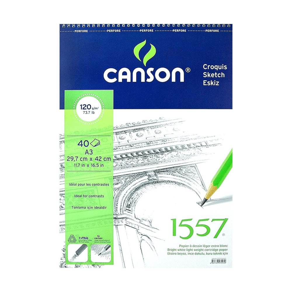 CANSON TEKNİK RESİM DEFTERİ BLOK ÜSTTEN SPİRALLİ A3 40 YAPRAK 120 GR-FCNS12040A3US