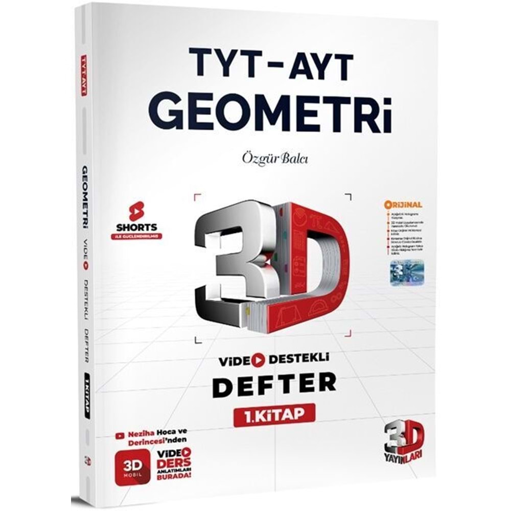 ÇÖZÜM 3D TYT-AYT GEOMETRİ VİDEO DESTEKLİ DEFTER 1.KİTAP-2025