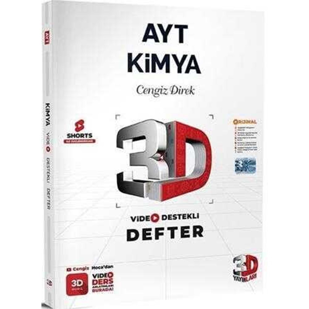 ÇÖZÜM 3D AYT KİMYA VİDEO DESTEKLİ DEFTER-2025