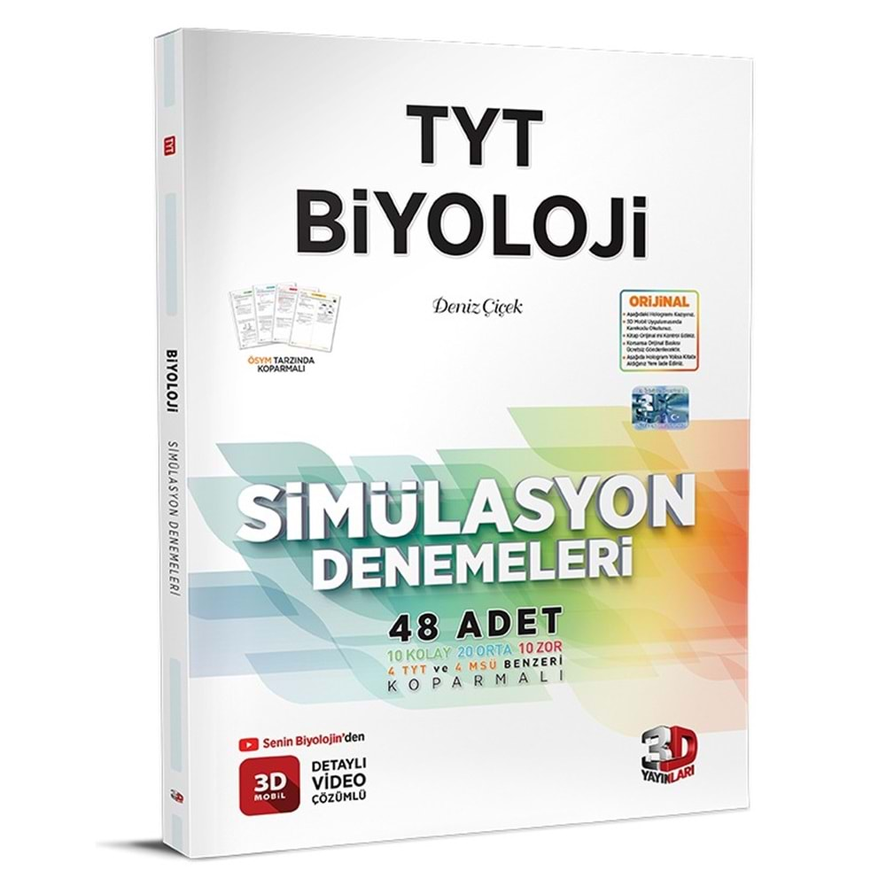 ÇÖZÜM 3D TYT BİYOLOJİ SİMÜLASYON DENEMELERİ-2025