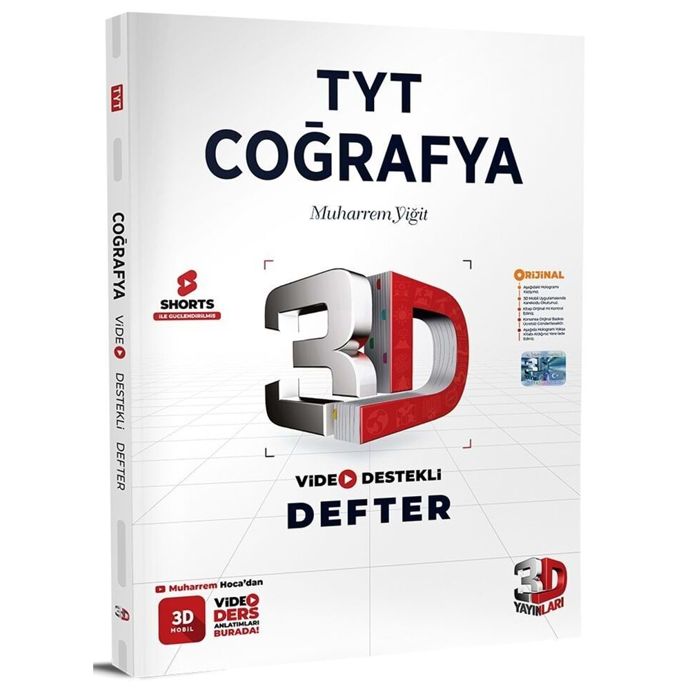 ÇÖZÜM 3D TYT COĞRAFYA VİDEO DESTEKLİ DEFTER-2024