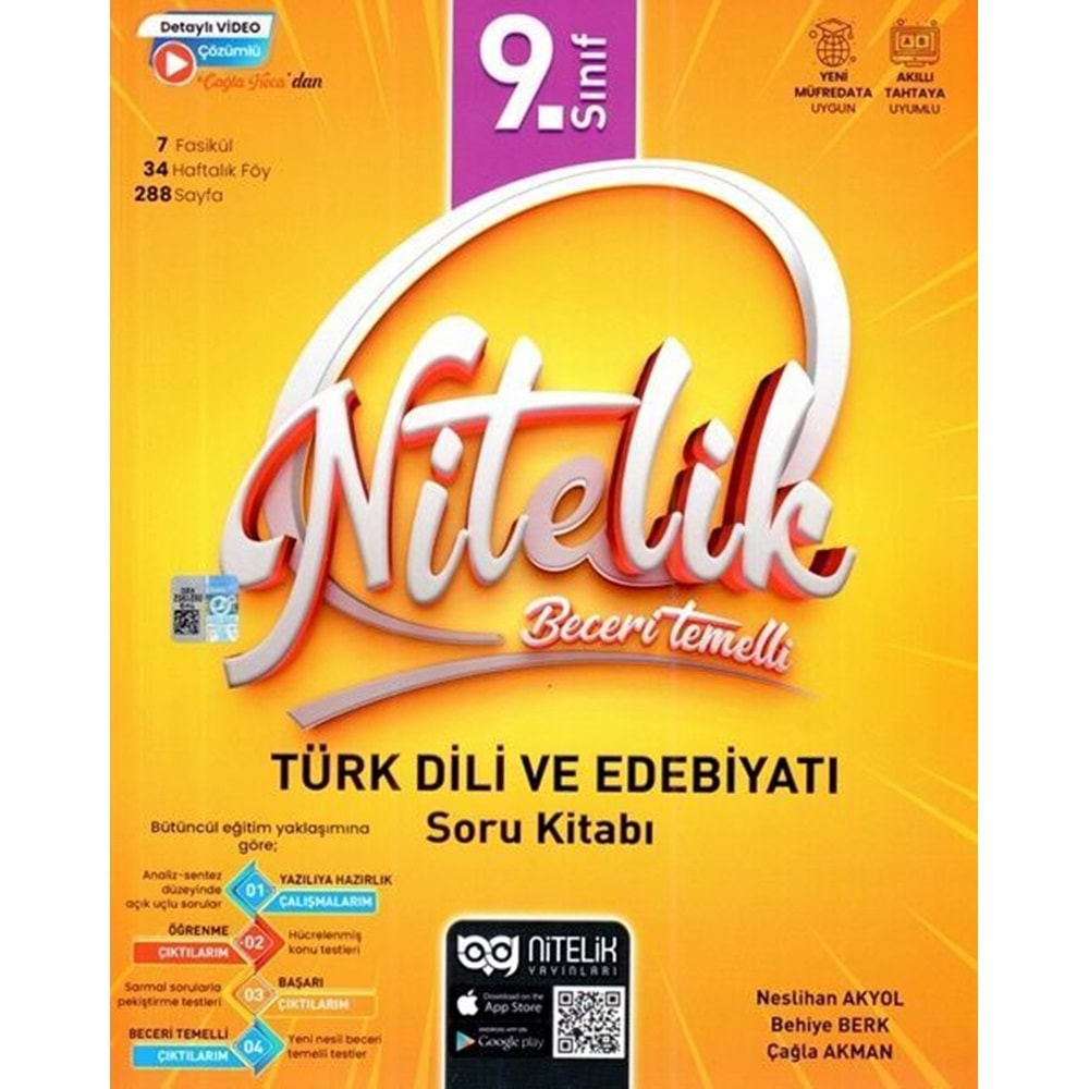 NİTELİK 9.SINIF TÜRK DİLİ VE EDEBİYATI NİTELİK BECERİ TEMELLİ SORU KİTABI