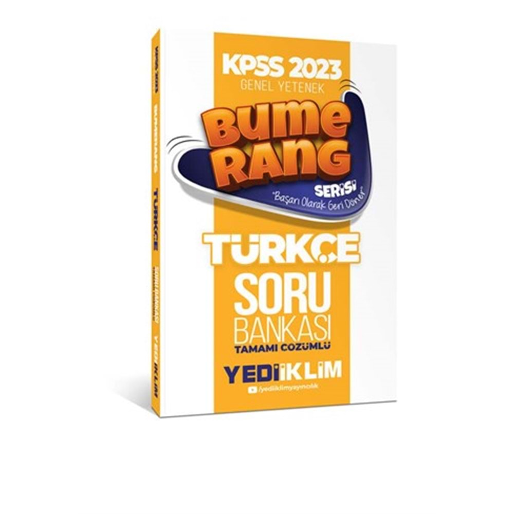 YEDİİKLİM KPSS 2023 BUMERANG SERİSİ TÜRKÇE TAMAMI ÇÖZÜMLÜ SORU BANKASI