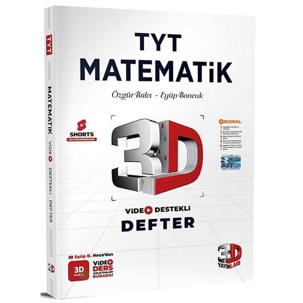 ÇÖZÜM 3D TYT MATEMATİK VİDEO DESTEKLİ DEFTER-2025