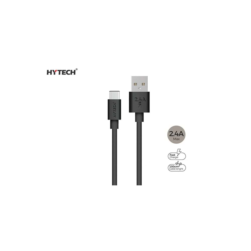 HYTECH HY-X108 1M 2.4A TYPE-C SİYAH ŞARJ KABLOSU