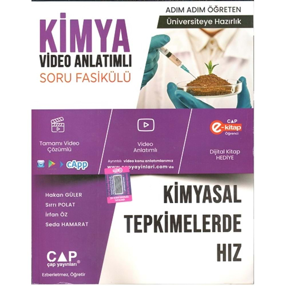 ÇAP ÜNİVERSİTEYE HAZIRLIK KİMYA KİMYASAL TEPKİMELERDE HIZ KONU ANLATIMLI SORU FASİKÜLÜ-2023