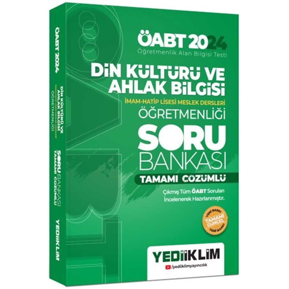 YEDİİKLİM ÖABT 2024 DİN KÜLTÜRÜ VE AHLAK BİLGİSİ ÖĞRETMENLİĞİ TAMAMI ÇÖZÜMLÜ SORU BANKASI İMAM HATİP LİSESİ MESLEK DERSLERİ