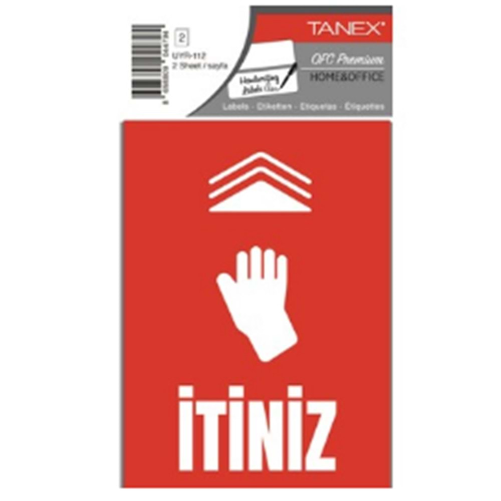 TANEX İTİNİZ UYARI ETİKETİ 2 ADET-UYR-112