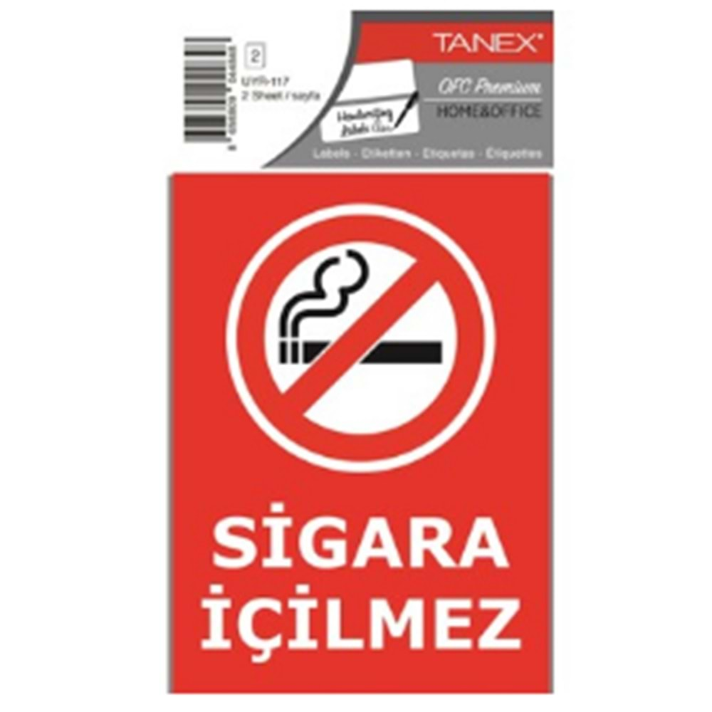 TANEX SİGARA İÇİLMEZ UYARI ETİKETİ 2 ADET-UYR-117