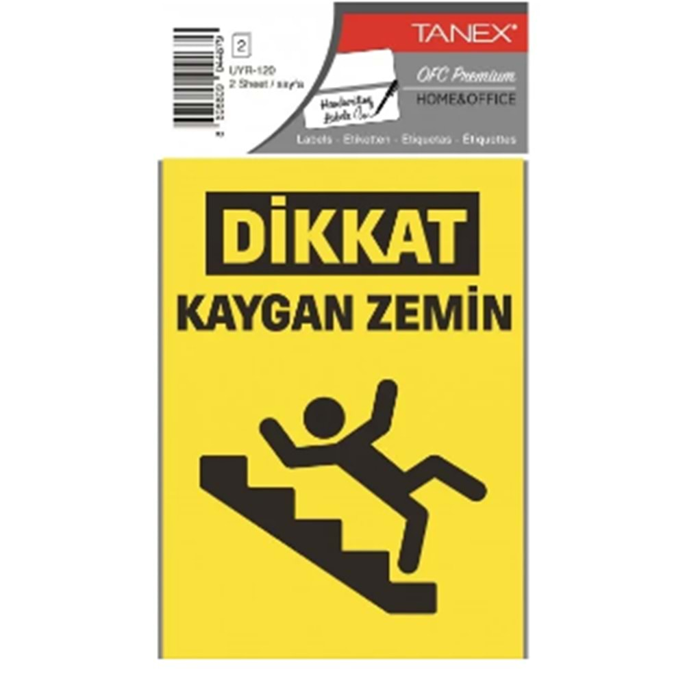 TANEX DİKKAT KAYGAN ZEMİN UYARI ETİKETİ 2 ADET-UYR-120