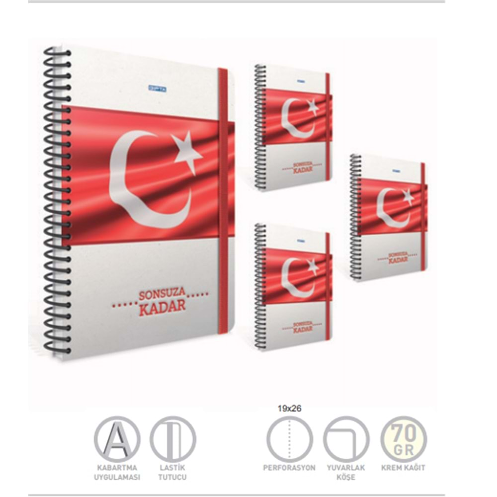 GIPTA SONSUZA KADAR 19*26 SPİRALLİ SERT KAPAK 120 YAPRAK KARELİ DEFTER 6505