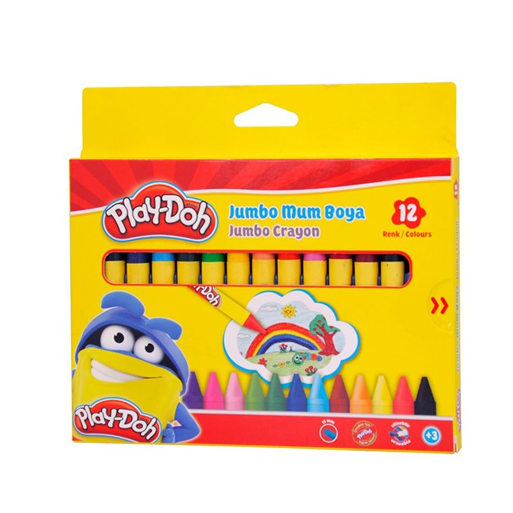 PLAY-DOH SİLİNEBİLİR JUMBO CRAYON MUM BOYA 12 Lİ-PLAY-CR005