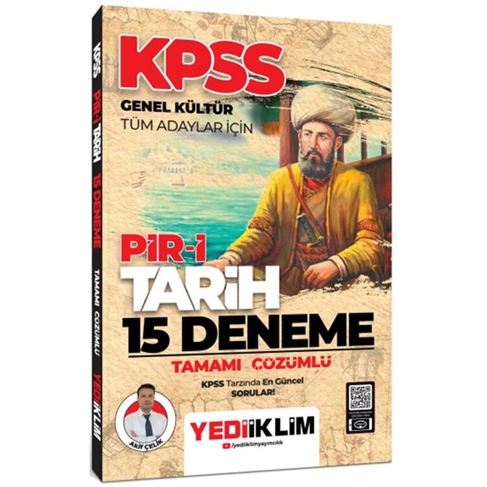 YEDİİKLİM KPSS GENEL KÜLTÜR TÜM ADAYLAR İÇİN PİR-İ TARİH TAMAMI ÇÖZÜMLÜ 15 DENEME-2024