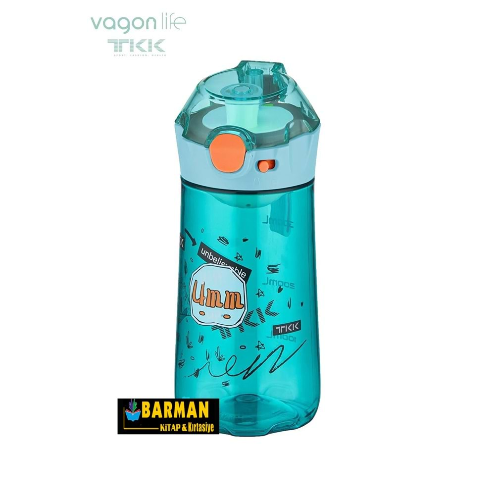 VAGON LİFE TKK DESENLİ 400 ML SU MATARASI (MAVİ)-T-1008