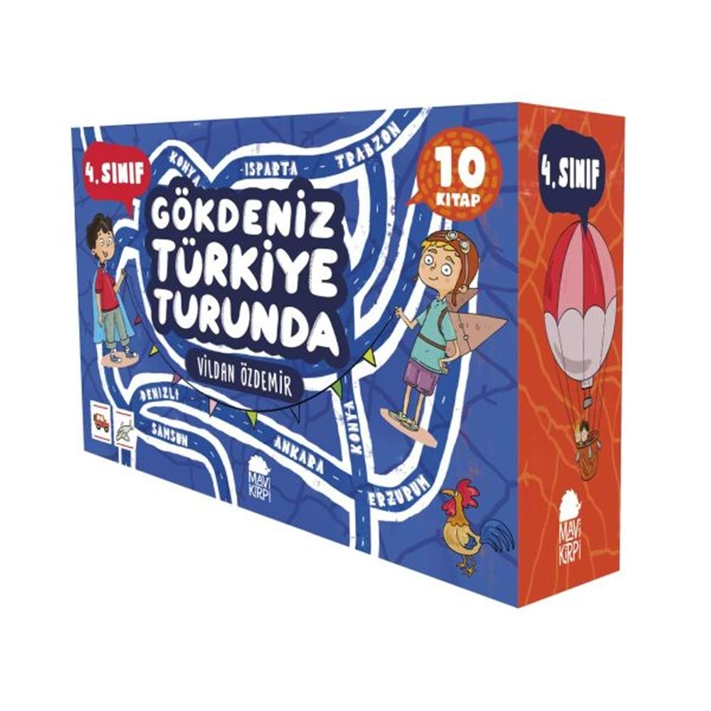 GÖKDENİZ TÜRKİYE TURUNDA 4.SINIF SETİ 10 KİTAP TAKIM-VİLDAN ÖZDEMİR-MAVİ KİRPİ