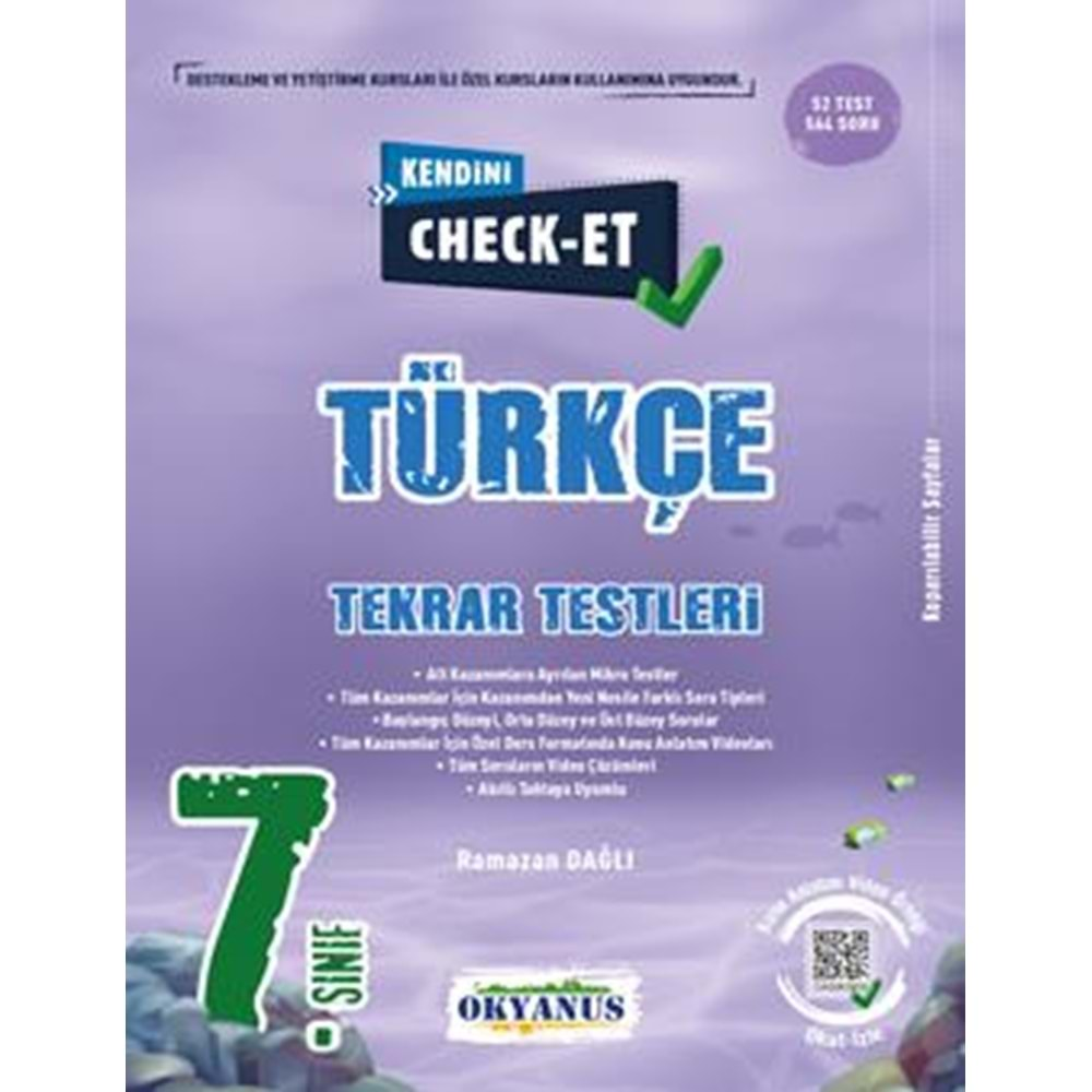 OKYANUS 7.SINIF KENDİNİ CHECK-ET TÜRKÇE TEKRAR TESTLERİ