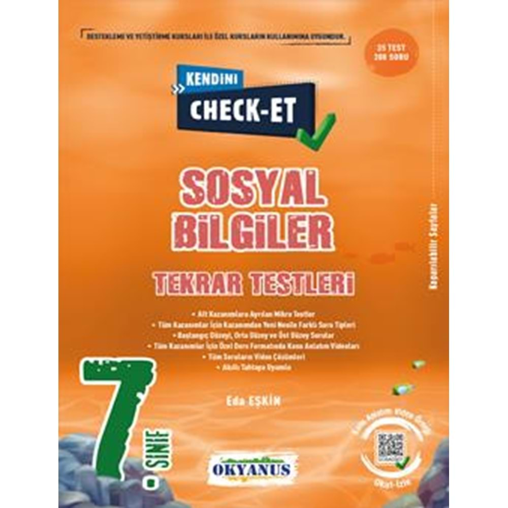 OKYANUS 7.SINIF KENDİNİ CHECK-ET SOSYAL BİLGİLER TEKRAR TESTLERİ