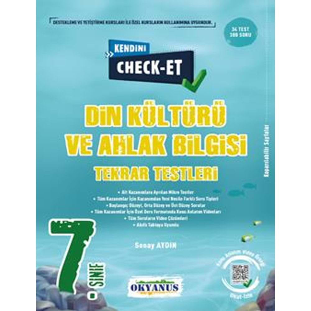 OKYANUS 7.SINIF KENDİNİ CHECK-ET DİN KÜLTÜRÜ VE AHLAK BİLGİSİ TEKRAR TESTLERİ