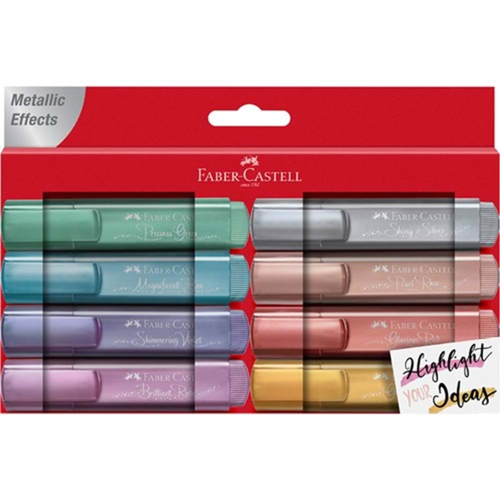 FABER CASTELL FOSFORLU KALEM 46 METALİK RENKLER 8 Lİ-154689