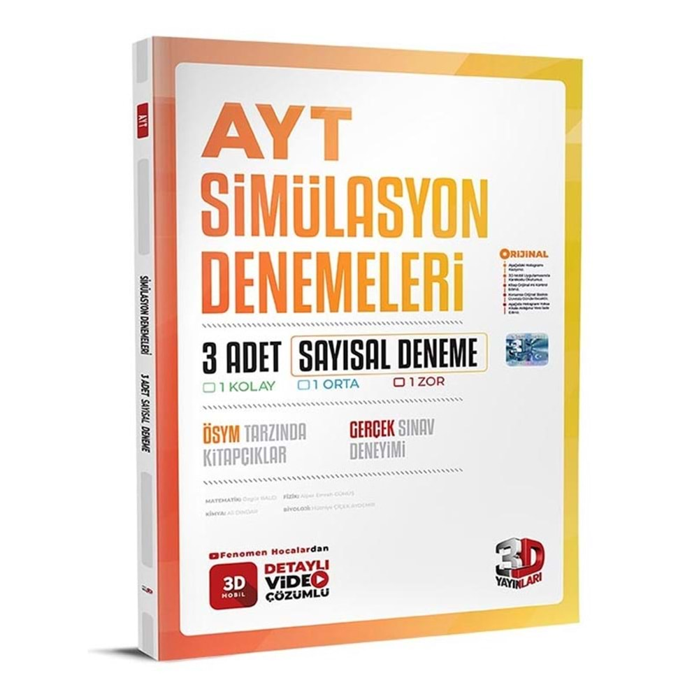 ÇÖZÜM AYT SAYISAL 3 LÜ SİMÜLASYON DENEMELERİ 3D-2025