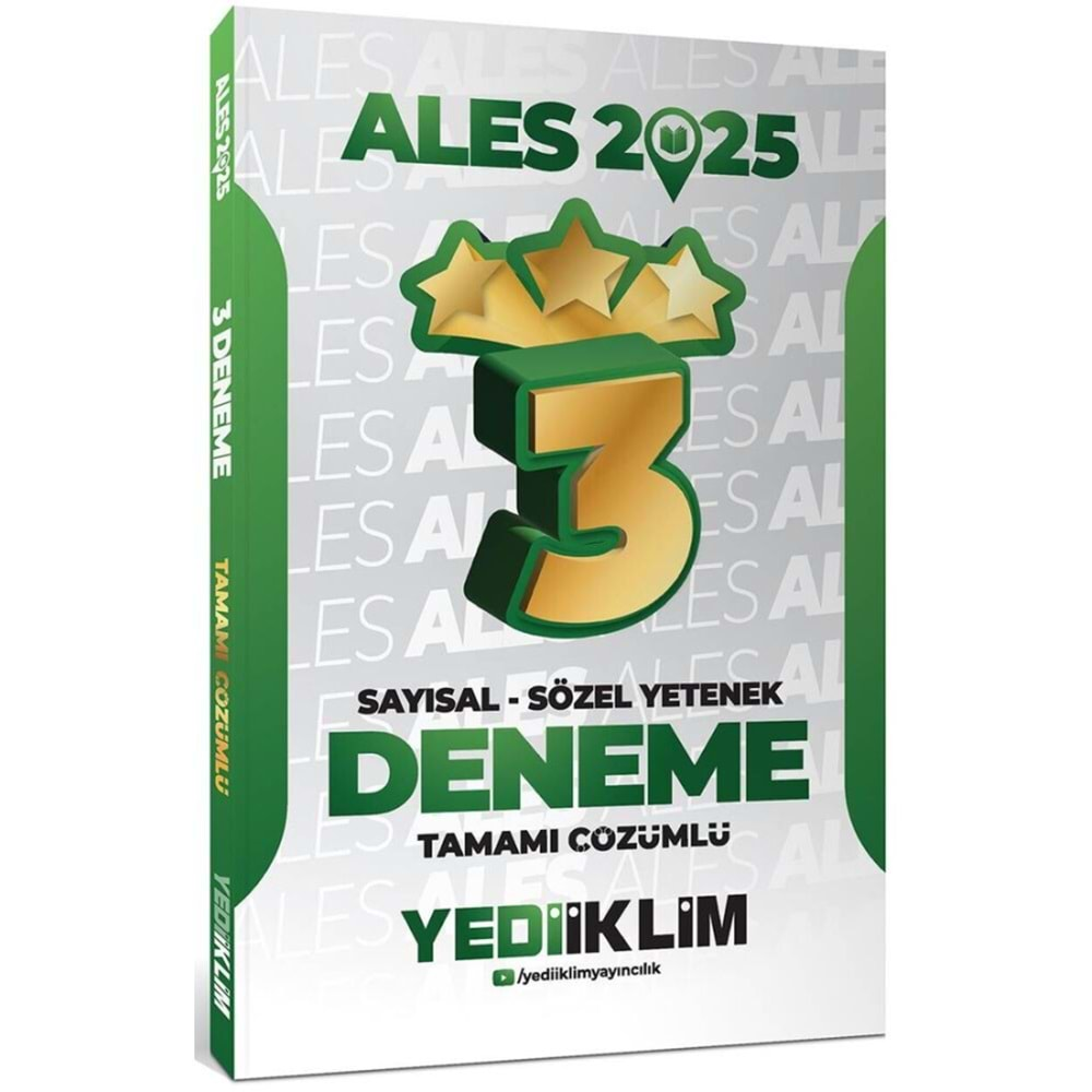 YEDİİKLİM ALES 2025 SAYISAL-SÖZEL YETENEK TAMAMI ÇÖZÜMLÜ 3 YILDIZ DENEME