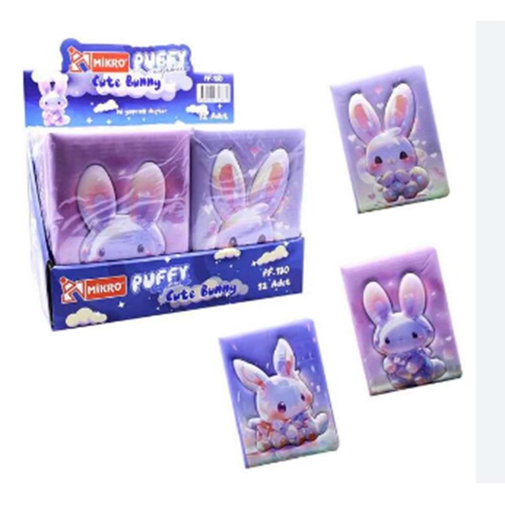 MİKRO 13*18 CUTE BUNNY PUFFY 96 YAPRAK ÇİZGİLİ NOT DEFTERİ-PF-130