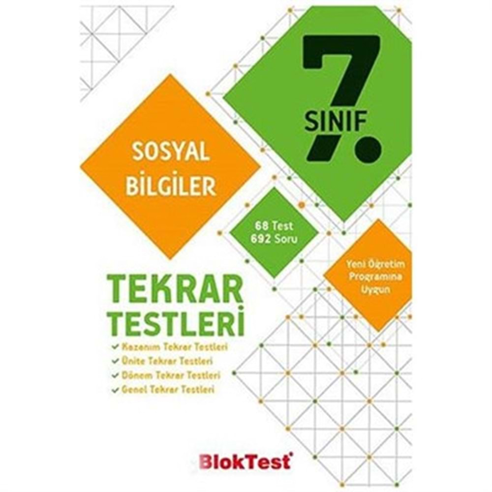 BLOKTEST 7.SINIF SOSYAL BİLGİLER TEKRAR TESTLERİ