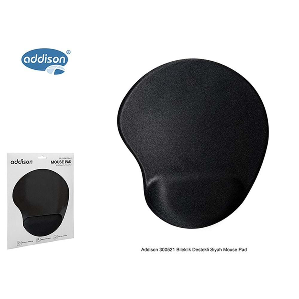 ADDİSON 300521 BİLEKLİK DESTEKLİ SİYAH MOUSE PAD