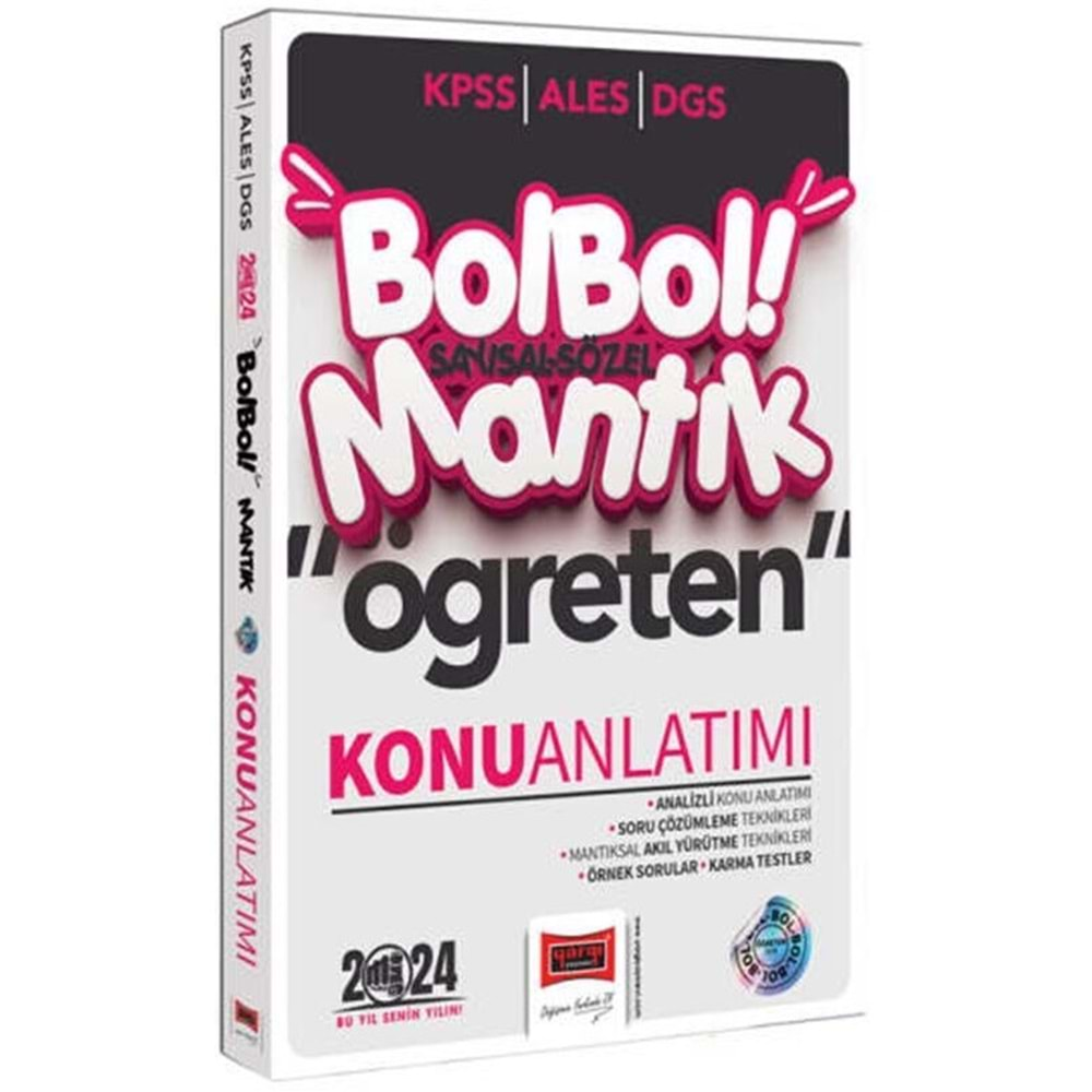 YARGI KPSS-ALES-DGS 2024 BOLBOL ÖĞRETEN SAYISAL SÖZEL MANTIK KONU ANLATIMI