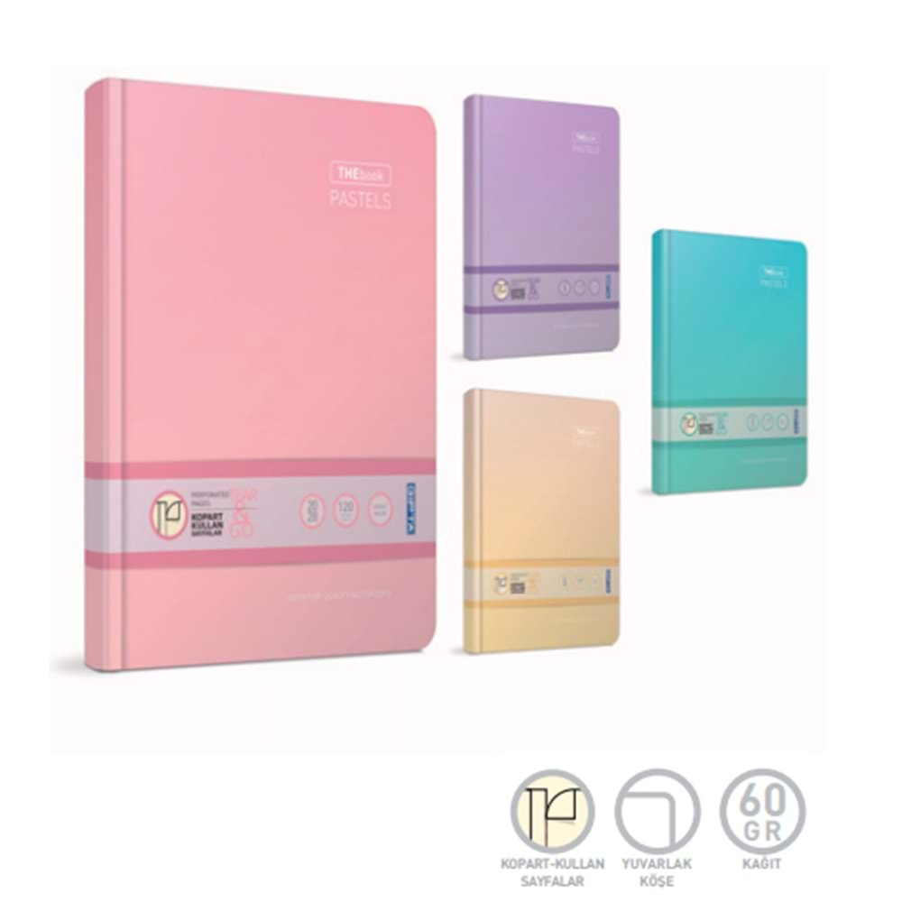 GIPTA THEBOOK PASTELS 14*20 SERT KAPAK 120 YAPRAK ÇİZGİLİ DEFTER